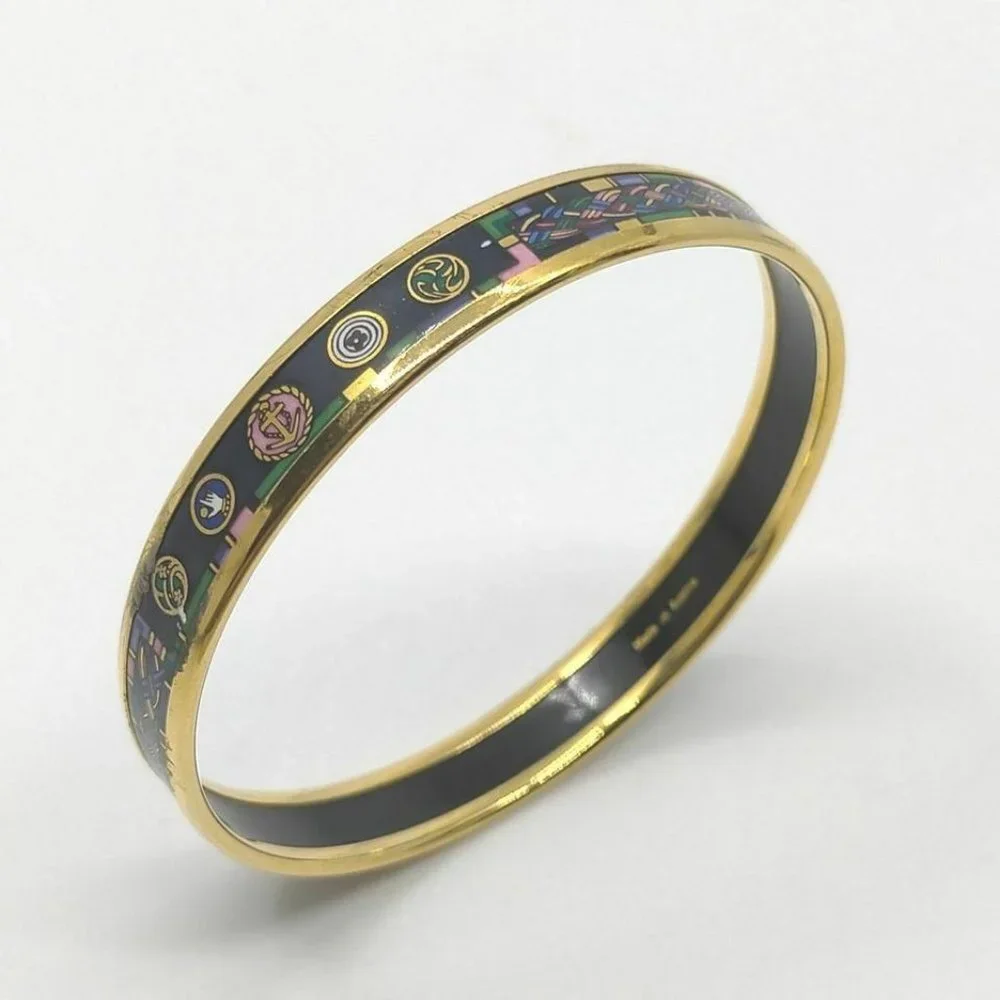 Hermès Enamel Bangle Bracelet Cuff 861195